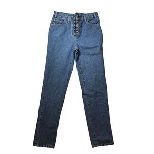 Rare International Male Vintage Medium Wash Lace-up‎ Jeans Size 33x32